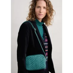 Discount Seasalt Cornwall Annulet Quilted Leather & Suede Crossbody Bag Dark Jade