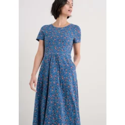 Best Seasalt Cornwall April Short Sleeve Dress Ditsy Silhouette Hail