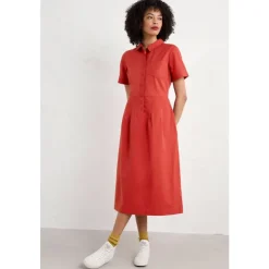 Online Seasalt Cornwall Birch Glade Organic Cotton Midi Shirt Dress Dark Cinnamon