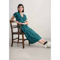 Clearance Seasalt Cornwall Chapelle Dress in GOTS-Certified Organic Cotton Jersey Fig Tree Lino Rockpool
