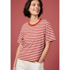 Outlet Seasalt Cornwall Copseland T-Shirt in GOTS-Certified Organic Cotton Jersey Mini Cornish Chalk Dark Cinnamon