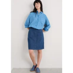 Discount Seasalt Cornwall Dovetail A-Line Skirt Mid Wash Tide