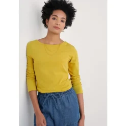 Online Seasalt Cornwall Easel Long Sleeve Top in GOTS-Certified Organic Cotton Jersey Chamomile