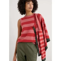 Online Seasalt Cornwall East View Knitted Vest Bright Shape Rose Dew