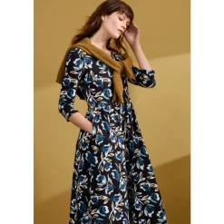 Online Seasalt Cornwall Emily Waisted Dress Feather Flower Onyx