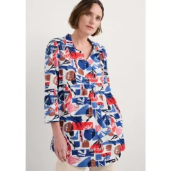 New Seasalt Cornwall Fal Water Printed Tunic Marine Forms Chalk