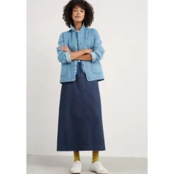 Best Seasalt Cornwall Fruit Tree Midi Denim Skirt Dark Wash