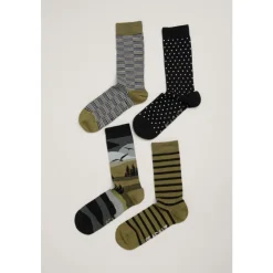 Best Seasalt Cornwall Gift Box of 4 Green Men's Sailor Socks Carn Mix