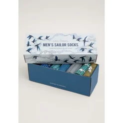 Online Seasalt Cornwall Gift Box of 7 Men's Wildlife Sailor Socks Curlew Mix