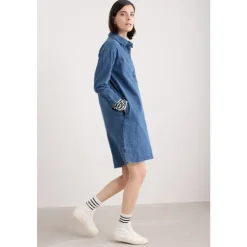 Outlet Seasalt Cornwall Guidebook Denim Shirt Dress Mid Wash Rain Slub