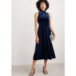 Discount Seasalt Cornwall Ivy Trail Sleeveless Velvet Midi Dress Maritime
