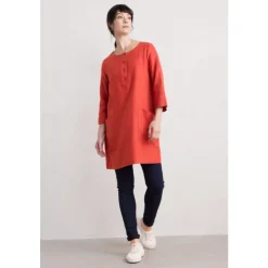 Fashion Seasalt Cornwall Lighthouse Rock 3/4 Sleeve Tunic Dark Cinnamon