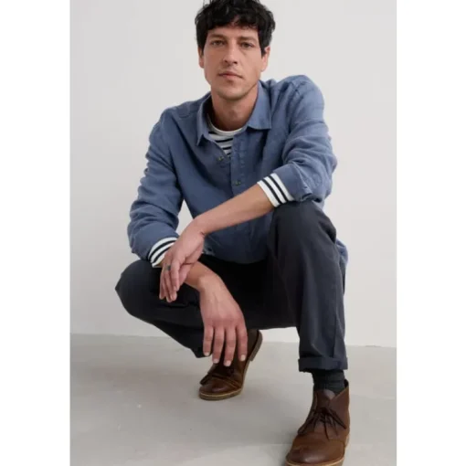 Outlet Seasalt Cornwall Men's Artist's Linen Shirt Vintage Indigo