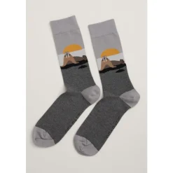 Online Seasalt Cornwall Men's Arty Organic Cotton Socks Zoze Point Seal Grey