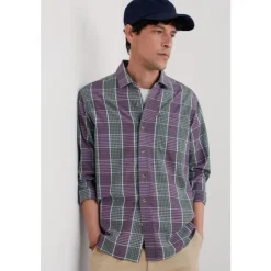 Outlet Seasalt Cornwall Men's Banyan Checked Cotton Shirt Cloud Wrack Cassis