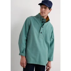 Best Seasalt Cornwall Men's Clay Stone Organic Cotton Pullover Smock Watercress