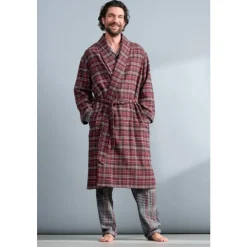 Online Seasalt Cornwall Men's Deckhand Checked Flannel Robe Showcase Bitter Cocoa