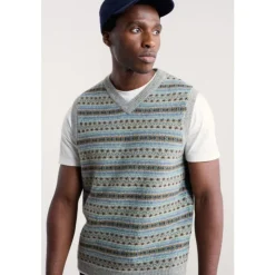 Discount Seasalt Cornwall Men's Fair Isle Walt Vest Cockles Cliff