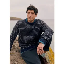 Clearance Seasalt Cornwall Men's Fellwalker Organic Cotton Knitted Jumper Penna Maritime