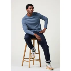 Best Seasalt Cornwall Men's Merthen Long Sleeve Top in GOTS-Certified Organic Cotton Vintage Indigo