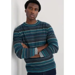 Outlet Seasalt Cornwall Men's Notebook Striped Jumper with Lambswool Dizzard Coppice