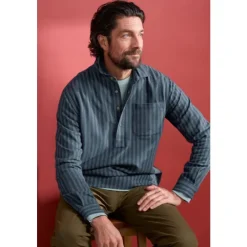 Clearance Seasalt Cornwall Men's Oliver Half Placket Shirt Cranken Maritime