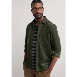 Online Seasalt Cornwall Men's Ropemaker Waffle Cord Overshirt Woodland