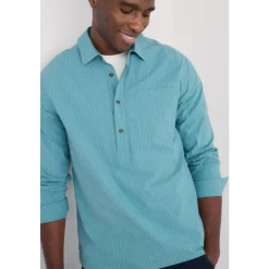 Best Seasalt Cornwall Men's Trevallack Organic Cotton Striped Shirt Genoa Surf