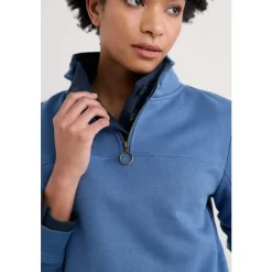 Clearance Seasalt Cornwall Navigation Jersey Quarter Zip Sweatshirt Mussel