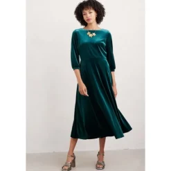 New Seasalt Cornwall Oak Cottage Velvet Dress Dark Wreckage