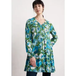 Discount Seasalt Cornwall Peg Loom A-Line Jersey Tunic Paper Hellebores Forest Green