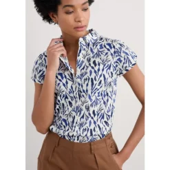 Discount Seasalt Cornwall Rushmaker Short Sleeve Shirt Harbour Fronds Chalk
