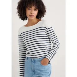 Discount Seasalt Cornwall Sailor Shirt in GOTS-Certified Organic Cotton Jersey Falmouth Breton Chalk Maritime