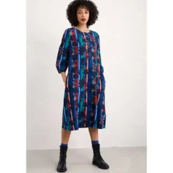 Outlet Seasalt Cornwall Sea Call A-line Dress Camellia Stripe Ink