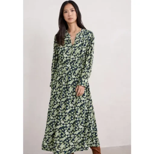 Online Seasalt Cornwall Sea Thrift Printed Above-Ankle Dress Ink Line Flower Grassland