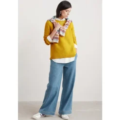 New Seasalt Cornwall Sennen Cove Wide Leg Jeans Mid Wash Grain