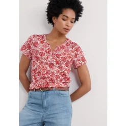 New Seasalt Cornwall Short-sleeved Risso Top Sea Tangle Tomato
