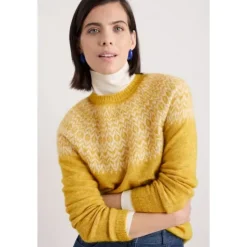 Fashion Seasalt Cornwall Spruce Frost Mohair-Blend Fair Isle Jumper Hellebore Chamomile Chalk