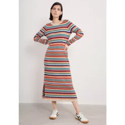 Online Seasalt Cornwall Wall Penny Column Dress Made With Merino Maze Tomato Multi