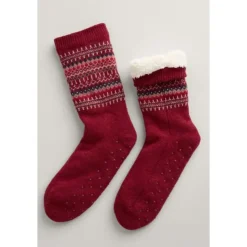 New Seasalt Cornwall Women's House Socks Spring Fair Red Cabin